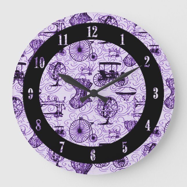 Purple Steampunk Pattern Wall Clock (Front)