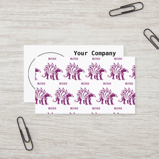Purple Stegosaurus Spiked  Dinosaur  Business Card (Front/Back In Situ)