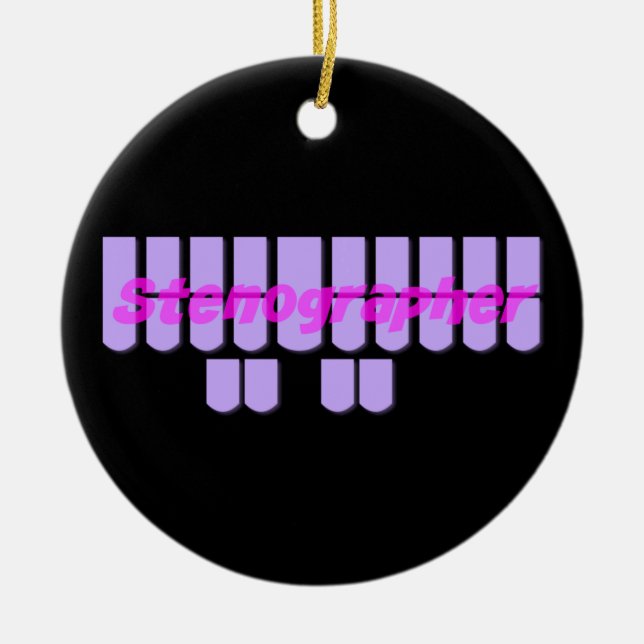 Purple Stenographer Steno Machine Keys Ceramic Ornament (Front)