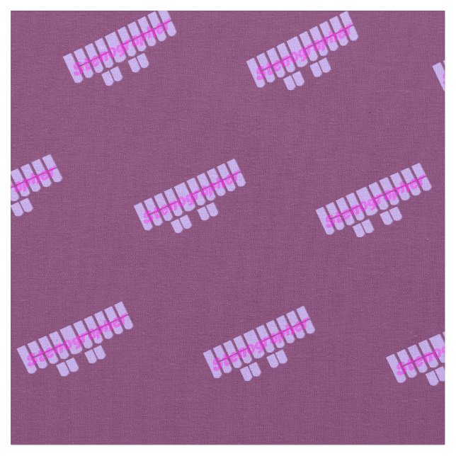 Purple Stenographer Steno Machine Keys Fabric (Close Up)