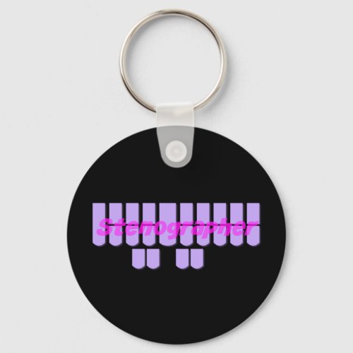 Purple Stenographer Steno Machine Keys Keychain