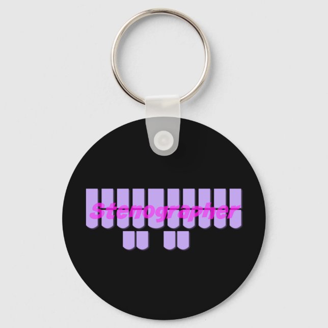 Purple Stenographer Steno Machine Keys Keychain (Front)