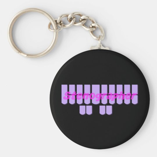 Purple Stenographer Steno Machine Keys Keychain