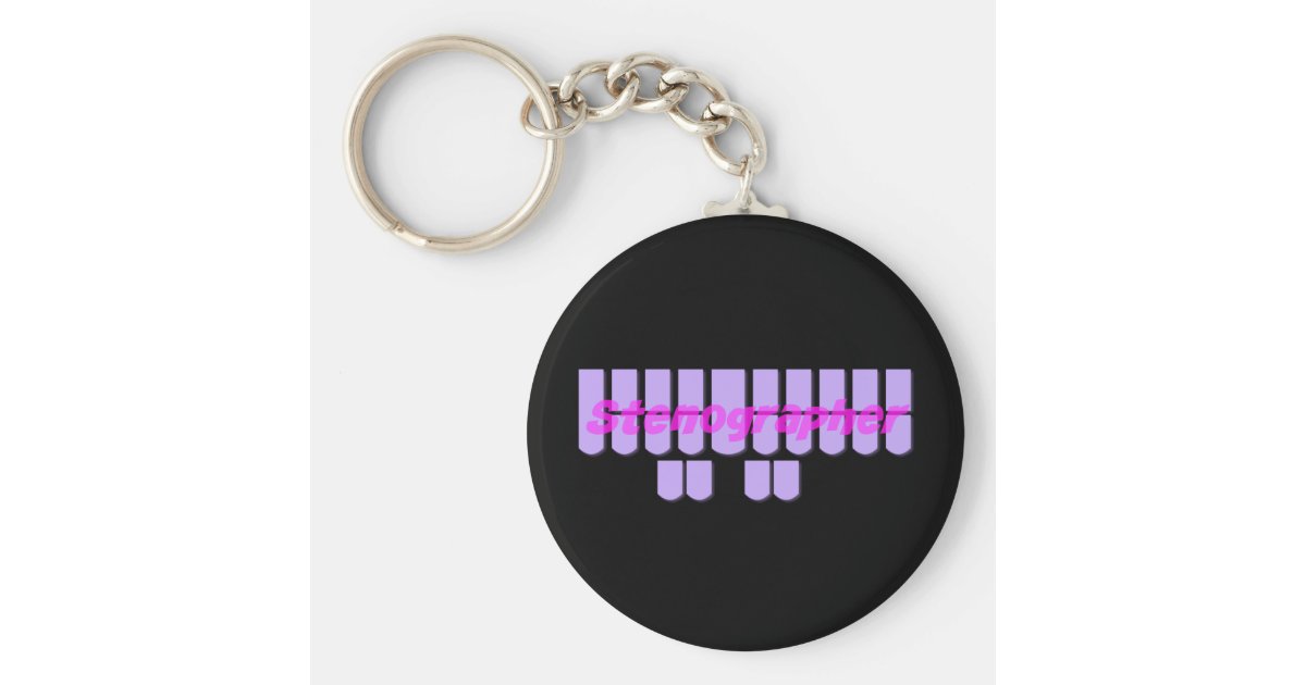 Purple Stenographer Steno Machine Keys Keychain