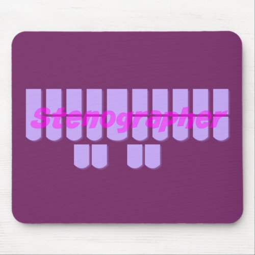 Purple Stenographer Steno Machine Keys Mouse Pad