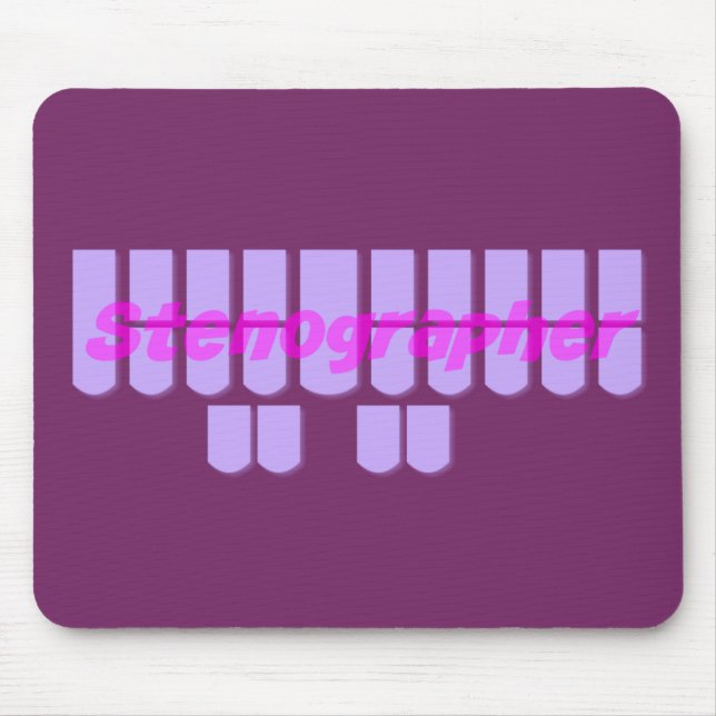 Purple Stenographer Steno Machine Keys Mouse Pad (Front)