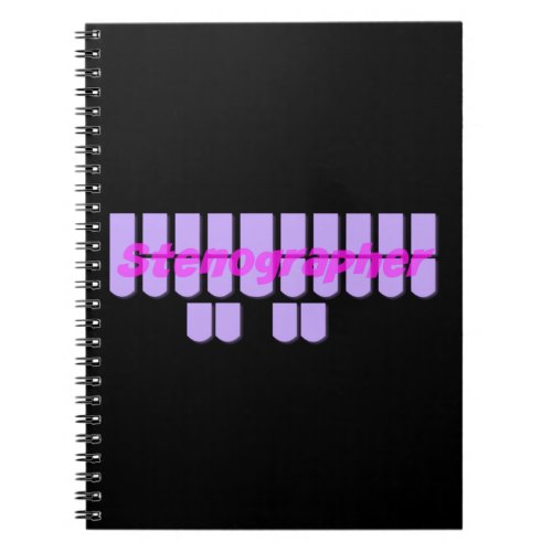 Purple Stenographer Steno Machine Keys Notebook