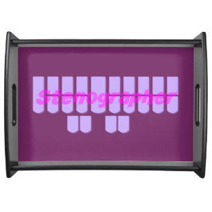 Purple Stenographer Steno Machine Keys Serving Tray
