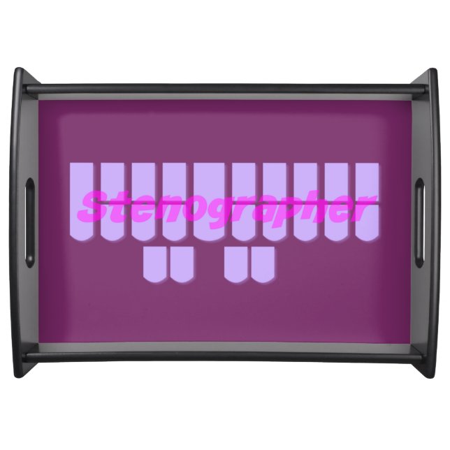 Purple Stenographer Steno Machine Keys Serving Tray (Front)