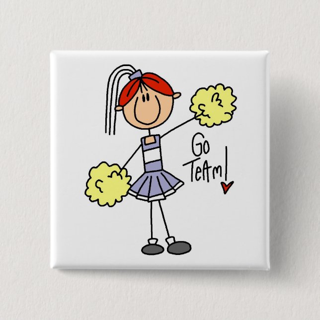 Purple Stick Figure Cheerleader t-shirts and Gifts Button (Front)