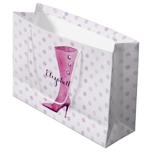 Purple stiletto heel boot personalized large gift bag