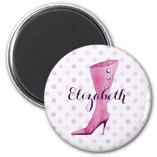 Purple stiletto heel boot personalized magnet