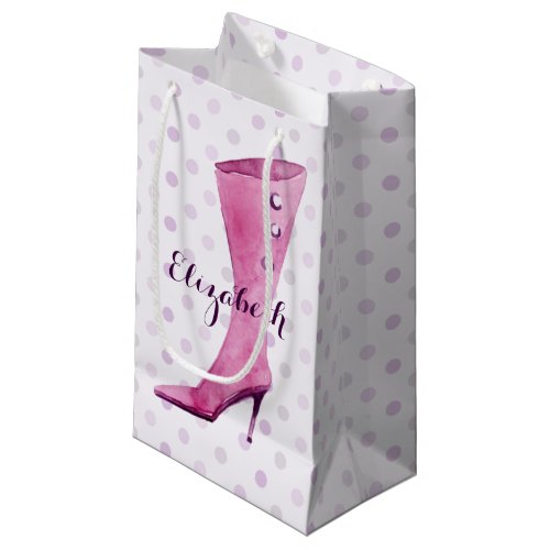 Purple stiletto heel boot personalized small gift bag