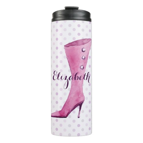 Purple stiletto heel boot personalized thermal tumbler