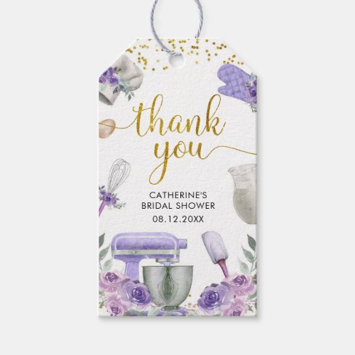 Purple Stock the Kitchen Bridal Shower Gift Tags