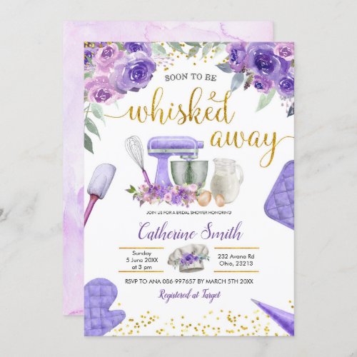 Purple Stock the Kitchen Bridal Shower Invitation