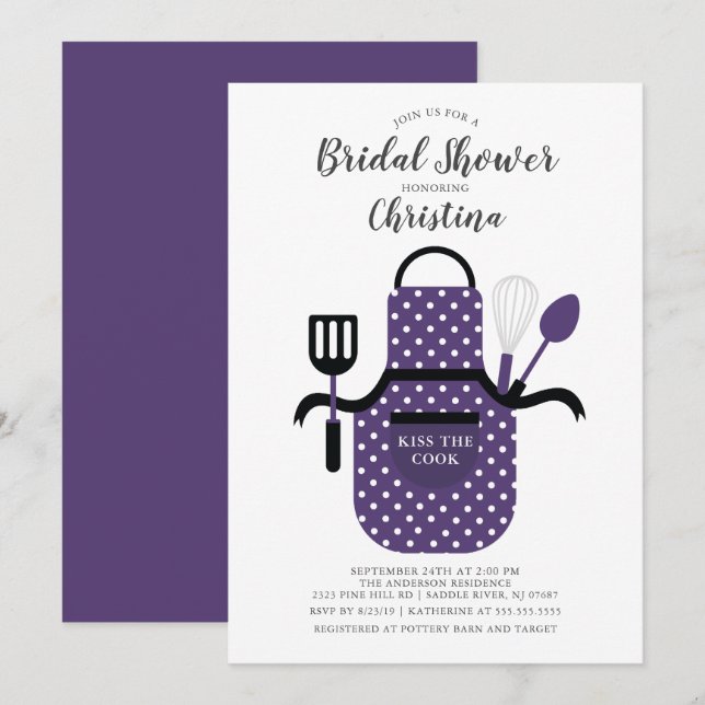 Purple Stock the Kitchen Bridal Shower Invitation (Front/Back)
