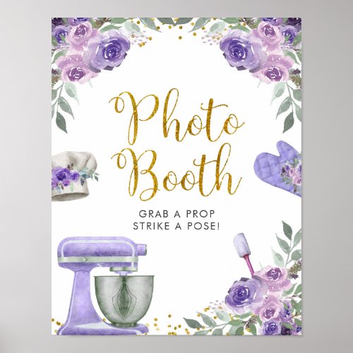 Purple Stock the Kitchen Bridal Shower Photo Booth Poster