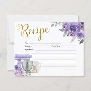 Purple Stock the Kitchen Bridal Shower Recipe Card