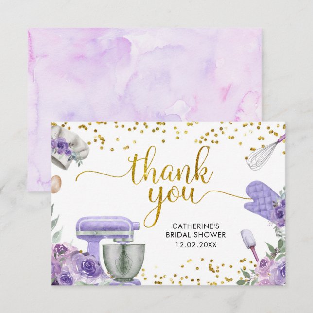 Purple Stock the Kitchen Thank You Card (Front/Back)