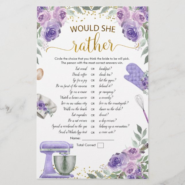 Purple Stock the Kitchen Would She Rather Game (Front)