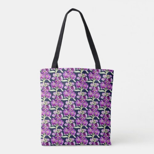 Purple stock watercolor flower floral pattern tote bag