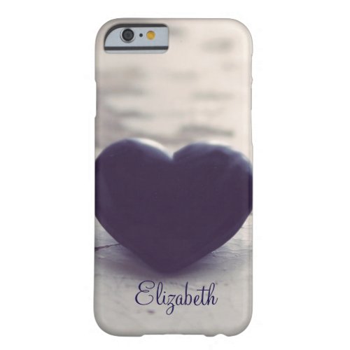 Purple Stone Heart on a Wet Beach Personalized Barely There iPhone 6 Case