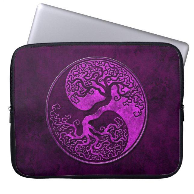 Purple Stone Yin Yang Trees Laptop Sleeve (Front)
