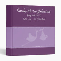 Purple Stork Baby Photo Album Binder