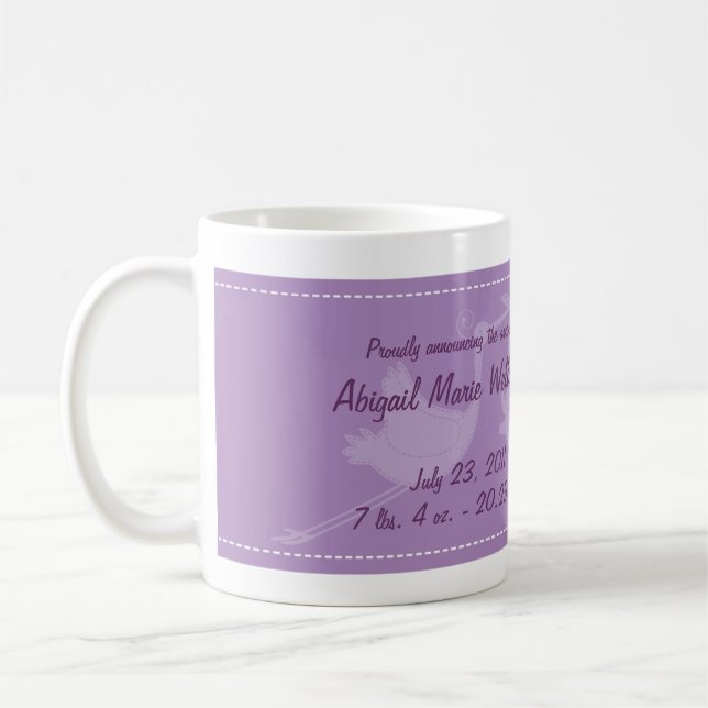 Purple Stork Baby Photo Mugs (Left)
