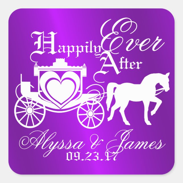 Purple Storybook Carriage Square Sticker (Front)