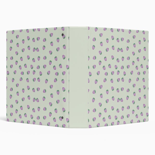 Purple Strawberries Pattern 3 Ring Binder (Background)