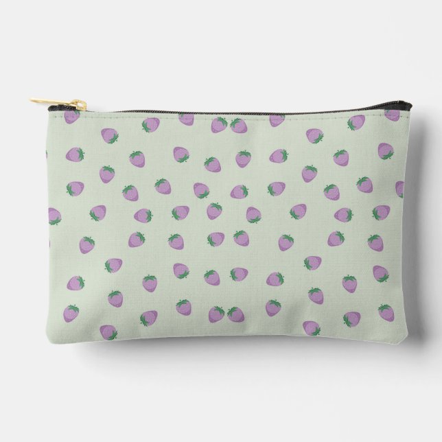 Purple Strawberries Pattern Accessory Pouch (Front)