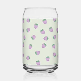 Purple Strawberries Pattern Can Glass