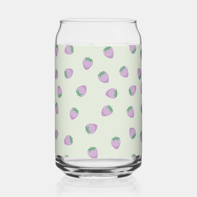 Purple Strawberries Pattern Can Glass (Front)