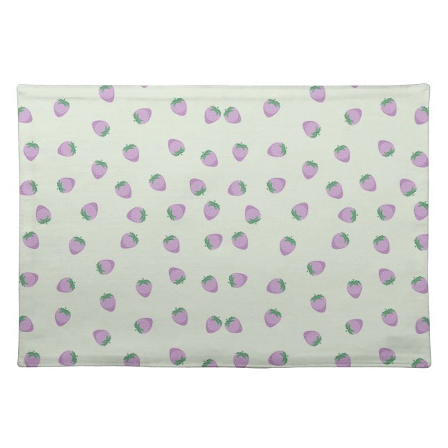 Purple Strawberries Pattern Cloth Placemat (Front)