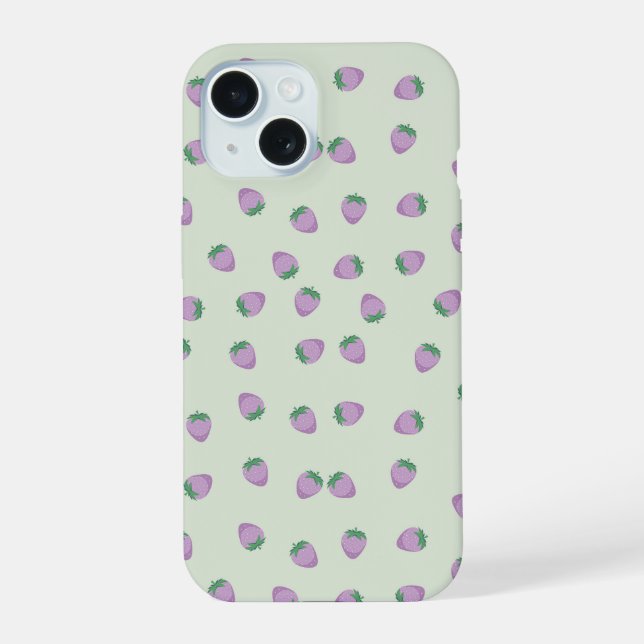 Purple Strawberries Pattern Iphone Case (Back)