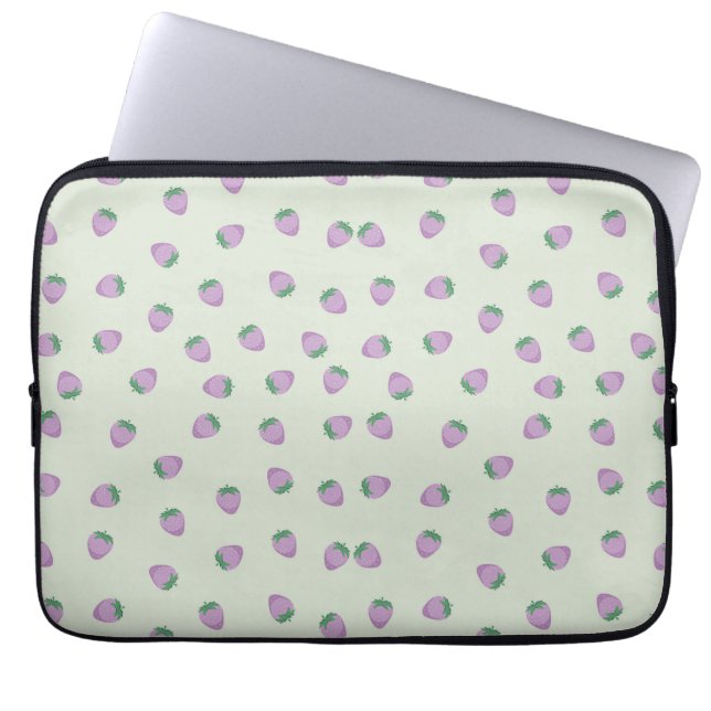 Purple Strawberries Pattern Laptop Sleeve (Front)