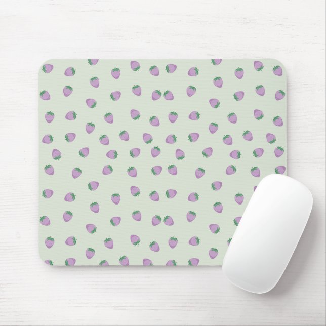 Purple Strawberries Pattern Mouse Pad (With Mouse)