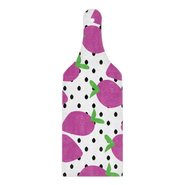 Purple Strawberry Black Seeds Fruit Pattern Cutting Board (Front)
