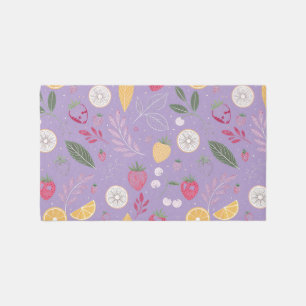 "Purple Strawberry Citrus Floral Bath Mat
