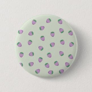 Purple Strawberry Pattern on Green Background Button
