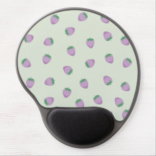 Purple Strawberry Pattern on Green Background Gel Mouse Pad