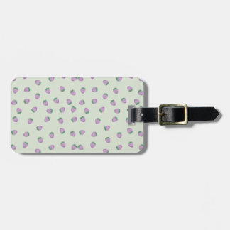 Purple Strawberry Pattern on Green Background Luggage Tag