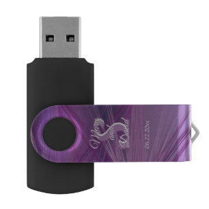 Purple Streaks Wedding Flash Drive