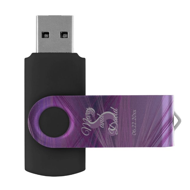 Purple Streaks Wedding Flash Drive (Opened)