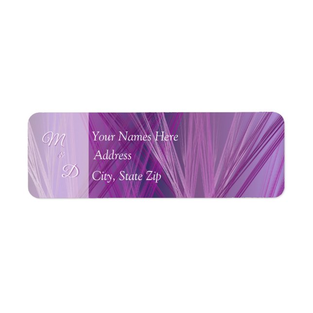 Purple Streaks Wedding Label (Front)