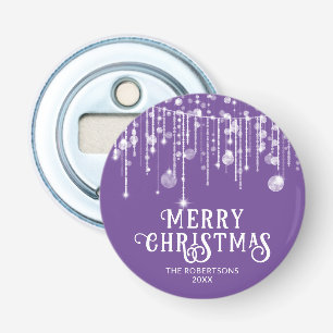 Purple String Lights Christmas Party Bottle Opener