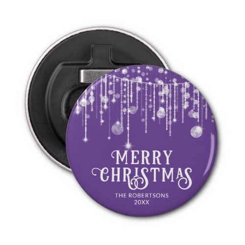 Purple String Lights Christmas Party Bottle Opener