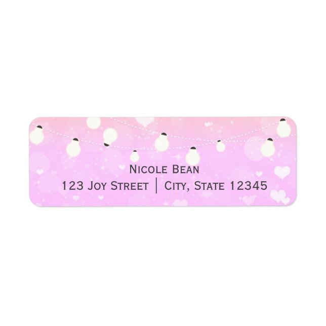 Purple String Lights Sparkle Address Labels (Front)